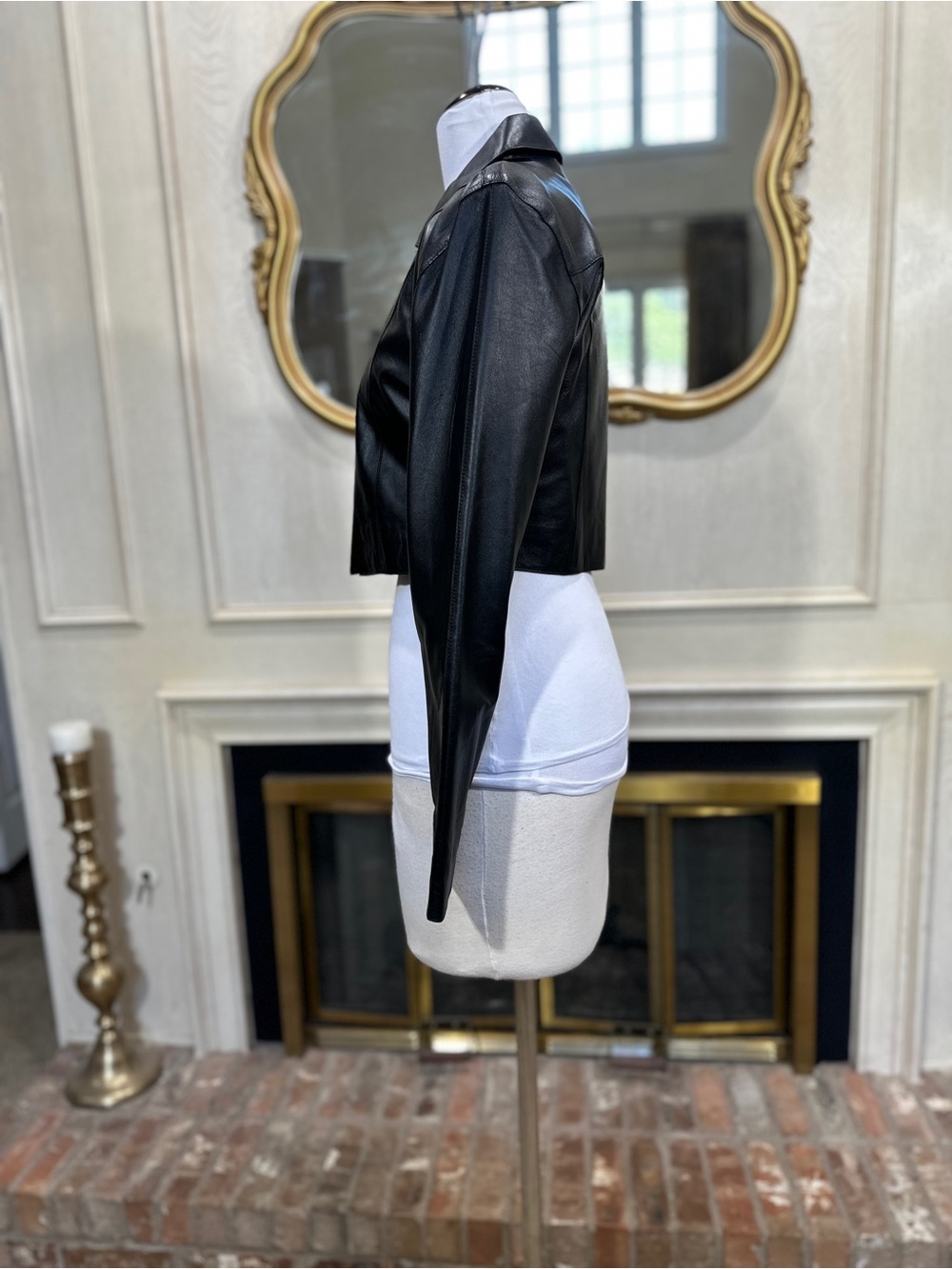 Claude Lamont Leather Jacket L Cropped Zip Biker Downtown Girl Minimalist - Picture 5 of 13